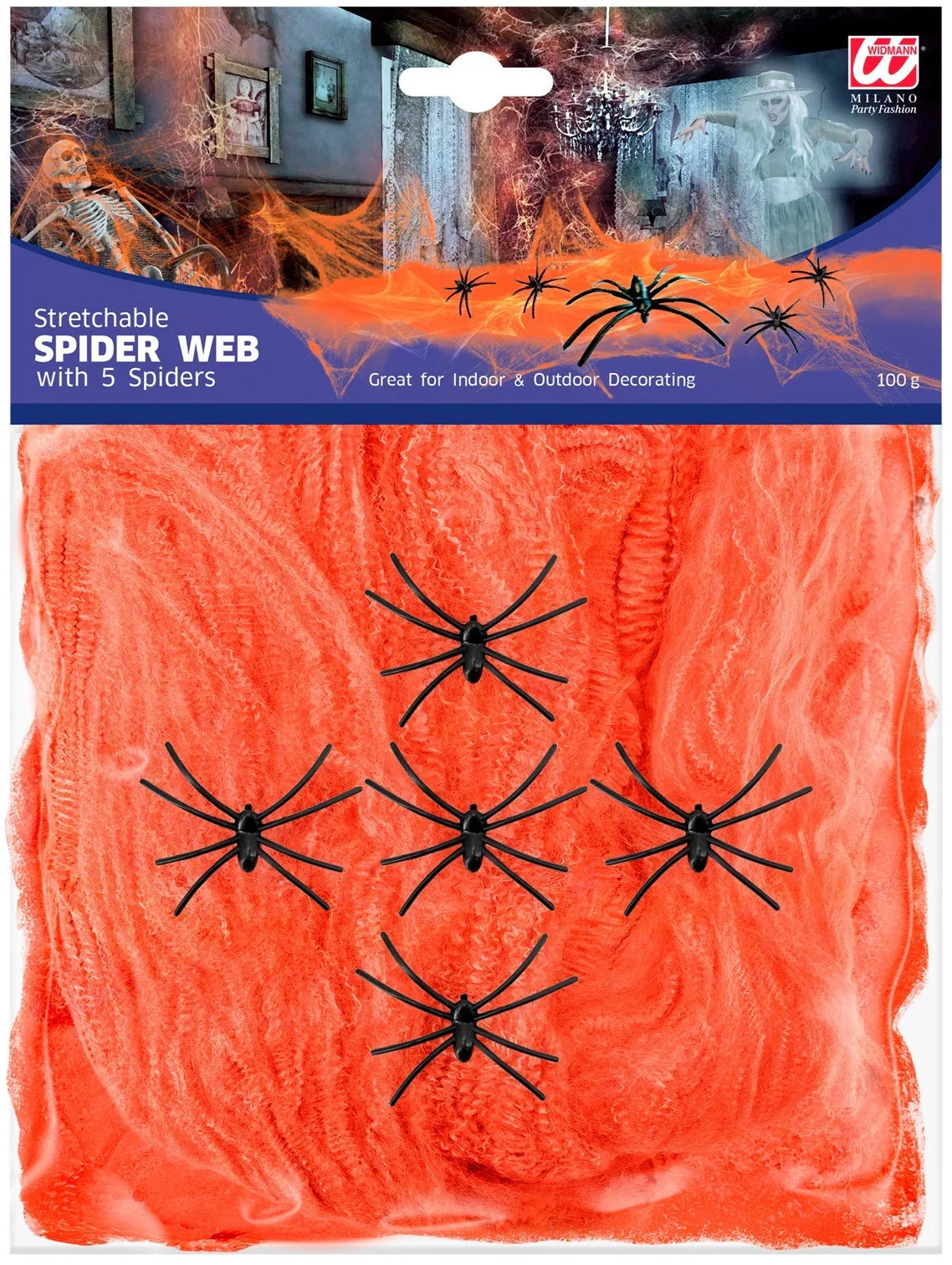 Tela de Araña Naranja Halloween Widmann